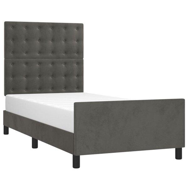 vidaXL Cadre de lit avec tête de lit Gris foncé 100x200 cm Velours
