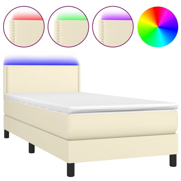 vidaXL Sommier à lattes de lit avec matelas et LED Crème 100x200 cm