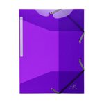 Exacompta : chemise 3 rabats elastiques 24x32cm polypropylène transparent violet
