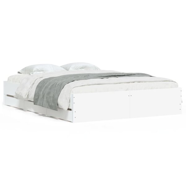 vidaXL Cadre de lit avec tiroirs sans matelas blanc 140x200 cm