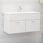 vidaXL Armoire d'évier avec lavabo intégré Blanc Bois d'ingénierie