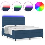 vidaXL Lit à ressort avec matelas et bande LED bleue 140x190 cm Tissu