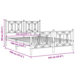 vidaXL Cadre de lit métal sans matelas et pied de lit blanc 135x190 cm