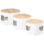 vidaXL Tables de bar forme tambour 3 Pièces bois de manguier massif brut