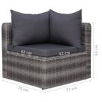vidaXL Salon de jardin 7 Pièces avec coussins résine tressée gris