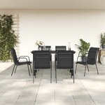 vidaXL Ensemble à manger de jardin 7 Pièces noir textilène et acier