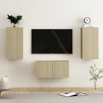 vidaXL Ensemble de meubles TV 3 Pièces Chêne sonoma Bois d'ingénierie