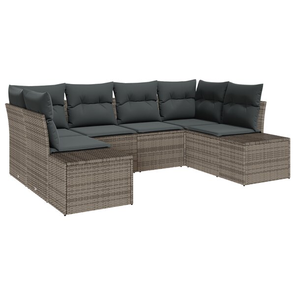 vidaXL Ensemble de Canapé de Jardin 6 Pièces avec Coussins Gris Rattan Poly