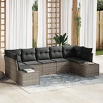 vidaXL Ensemble de Canapés de Jardin de 7 pièces avec Coussins Gris en Rattan Poly
