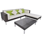 Salon de jardin meuble d'extérieur ensemble de mobilier 4 pièces avec coussins résine tressée marron 02_0016194