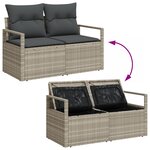 Canapé de Jardin 9 Pièces avec Coussins Gris Clair Poly Rattan