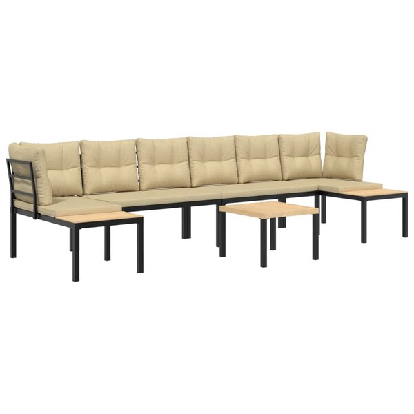 vidaXL Salon de jardin avec coussins 5 Pièces noir acier enduit de poudre