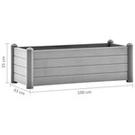 vidaXL Lit surélevé de jardin PP Gris pierre 100x43x35 cm