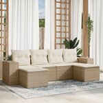 vidaXL Salon de jardin avec coussins 6 Pièces beige résine tressée