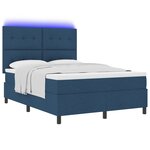 vidaXL Lit avec sommier et matelas & LED bleu 140x190 cm Tissu
