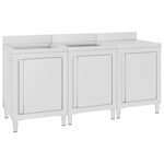 vidaXL Évier de cuisine commercial 180x60x96 cm Acier inoxydable