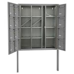 Bloc collectif Leabox  3x4  grade 3  simple face  extérieur  fixation sur pieds à sceller  gris poussière ral 7037 finition brillante
