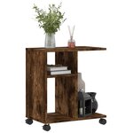 vidaXL Table d'appoint avec roues chêne fumé bois d'ingénierie