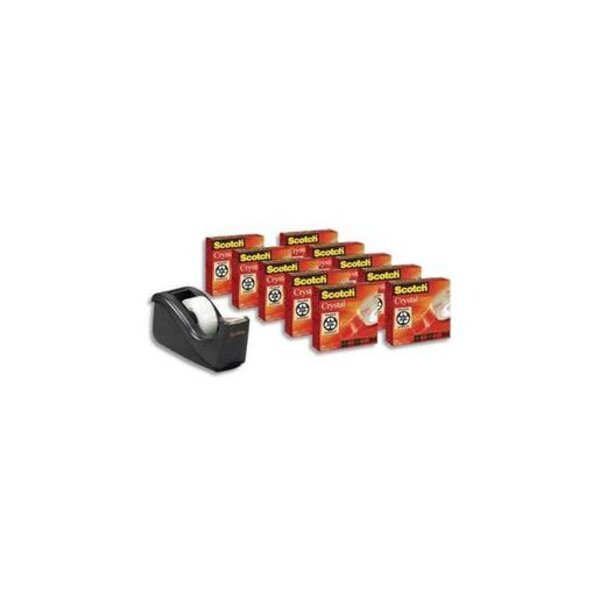 Lot de 10 rouleaux Crystal transparent + 1 dévidoir C60 SCOTCH
