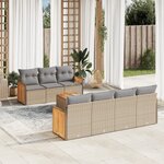vidaXL Salon de jardin avec coussins 8 Pièces beige résine tressée