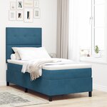 Lit Box Spring vidaXL avec Matelas & LED Bleu Foncé 100x200 cm Velours