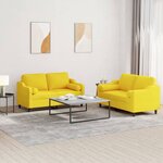 vidaXL Ensemble de canapés 2 Pièces avec coussins jaune clair tissu