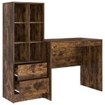 vidaXL Bureau Rangement Chêne Fumé Bois d'Ingénierie