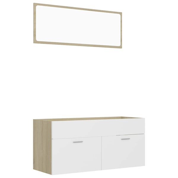 vidaXL Ensemble de meubles de salle de bain 2Pièces blanc et chêne sonoma
