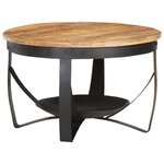 vidaXL Table basse Ø68x43 cm Bois de manguier brut
