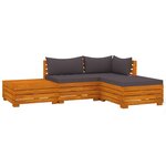 Salon de jardin meuble d'extérieur ensemble de mobilier 4 pièces avec coussins bois d'acacia solide 02_0016093