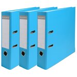 Lot De 3 Classeurs À Levier - Dos De 80mm - Format À Classer A4 - Extérieur En Polypropylène / Intérieur En Papier - Bleu Clair - X 4 - Exacompta