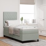 Lit Box Spring vidaXL avec Matelas & Lumière LED Gris clair 80x200 cm Velours