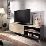 Ensemble meuble TV table basse buffet - Mélaminé - Style scandinave - chêne naturel et graphite