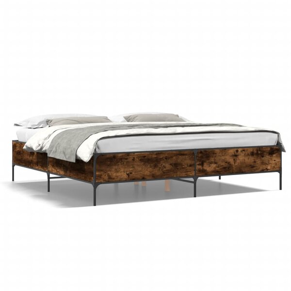 vidaXL Cadre de lit sans matelas chêne fumé 200x200 cm