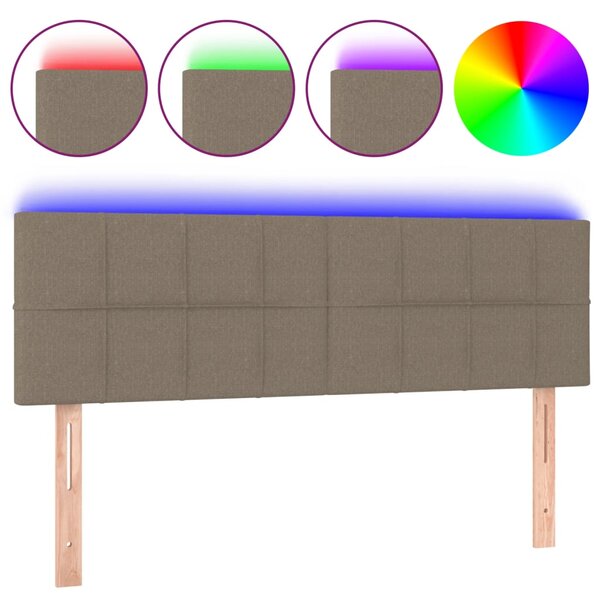 vidaXL Tête de lit à LED Taupe 144x5x78/88 cm Tissu
