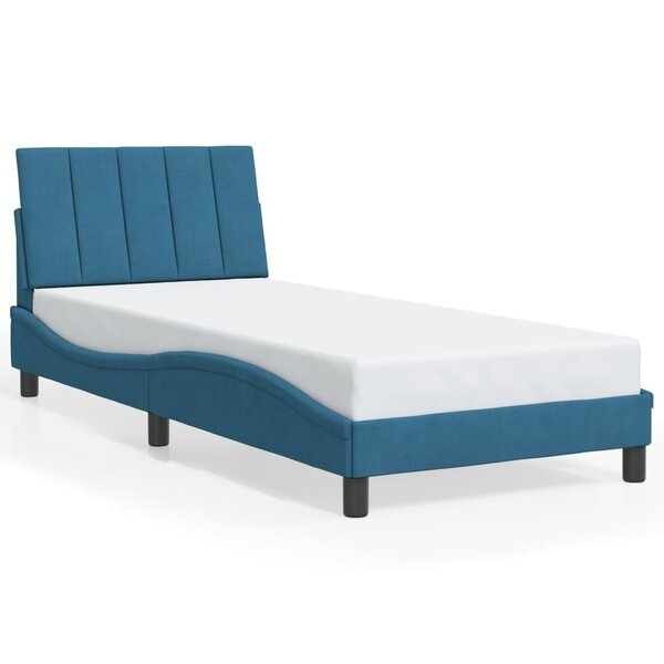 vidaXL Cadre de lit sans matelas bleu 90x190 cm velours