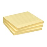 Notes lignées couleurs jaune super sticky post-it 101 x 101 mm - bloc de 70 feuilles - lot de 12