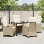 vidaXL Ensemble de salle à manger de jardin 5 pièces avec coussins Beige Rattan Synthétique