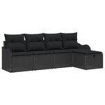 vidaXL Ensemble de Canapés de Jardin 5 Pièces avec Coussins Rotin Noir
