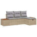 Canapés de Jardin 4 Pièces avec Coussins Beige Rattan
