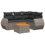 vidaXL Salon de jardin 5 Pièces avec coussins gris résine tressée