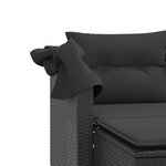 vidaXL Canapé de jardin 2 places avec auvent et tabourets noir rotin