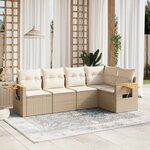 vidaXL Salon de jardin avec coussins 5 Pièces beige résine tressée