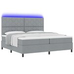 vidaXL Lit à ressorts avec matelas & lumière LED gris clair 200x200 cm en tissu