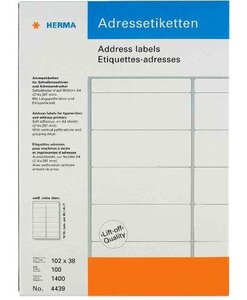 Etiquettes-adresses, 67x38mm, coins arrondis, blanches herma