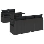 Ensemble de Canapés de Jardin de 6 Pièces avec Coussins en Noir Rattan Poly