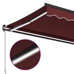 vidaXL Auvent manuel rétractable avec LED bordeaux 500x350 cm