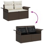 Ensemble de 6 pièces de canapés de jardin avec coussins en rotin poly marron