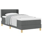 vidaXL Lit à ressorts avec matelas gris foncé 90x200 cm en tissu
