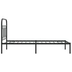 vidaXL Cadre de lit métal avec tête de lit noir 90x190 cm